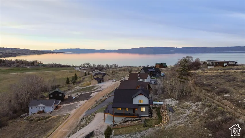 Drone / aerial view of a water and mountain view