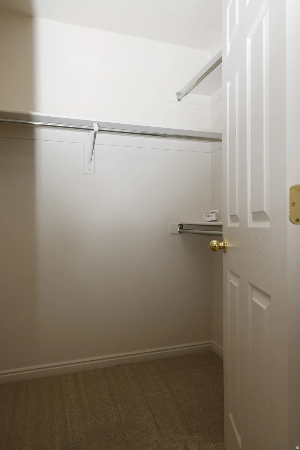 Walk in closet featuring dark carpet