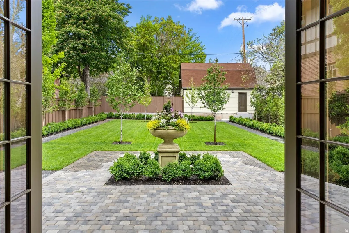 View of fenced backyard