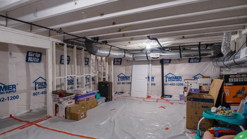 View of unfinished basement