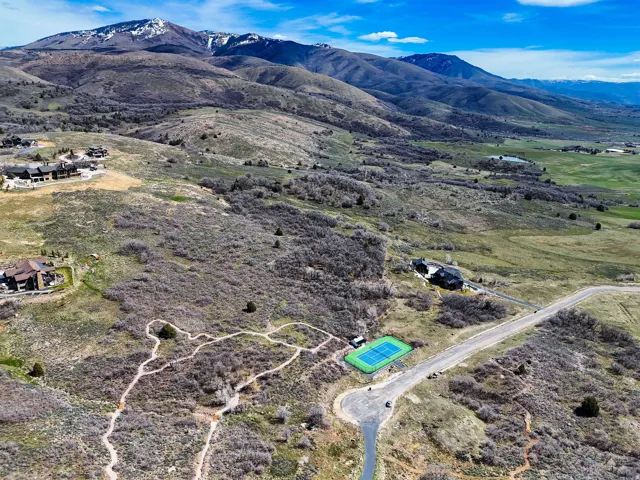 Drone / aerial view of a mountain backdrop