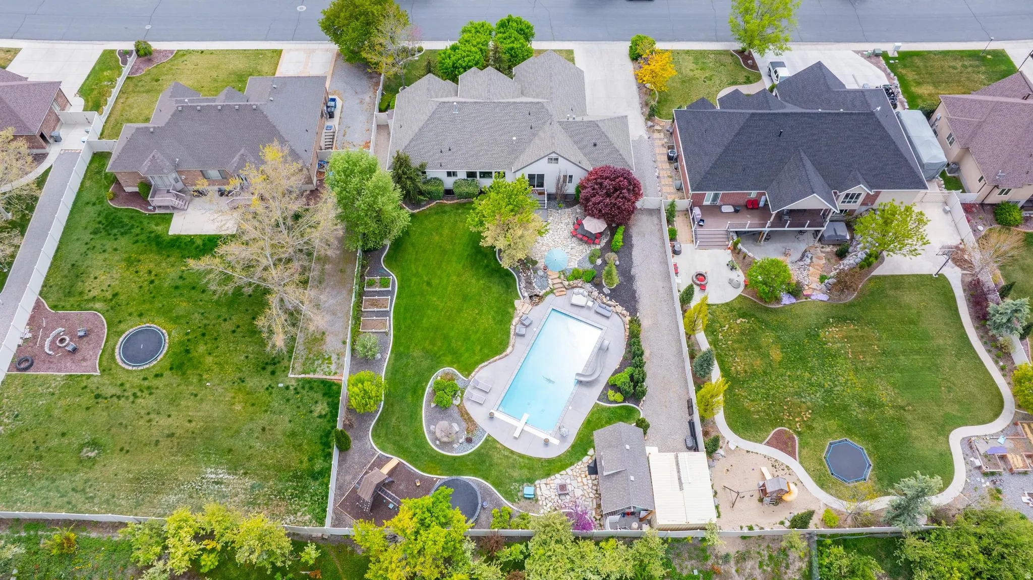 Aerial view of residential area