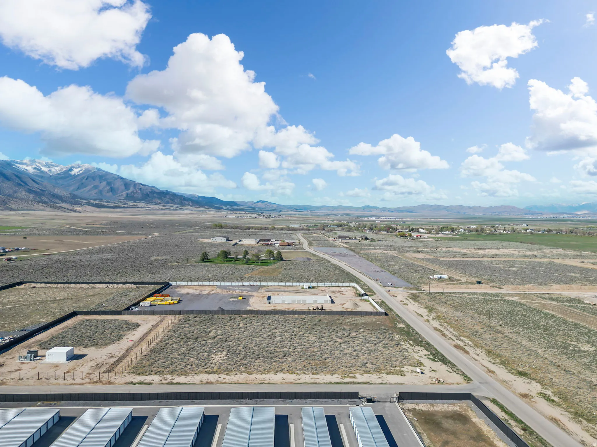 Aerial view of a mountain backdrop