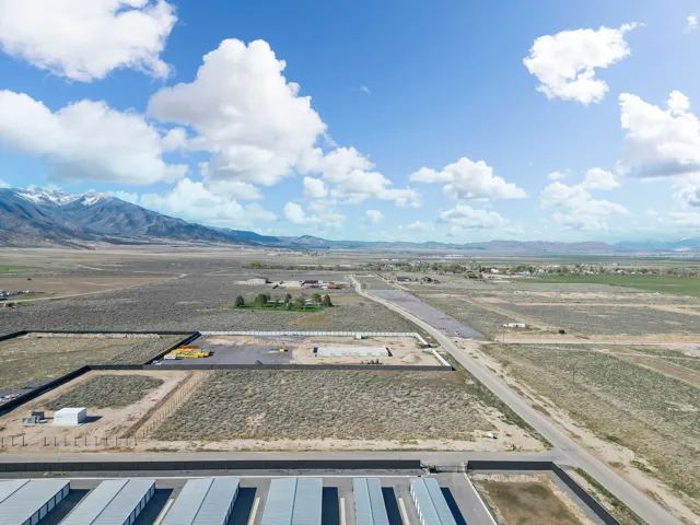 Aerial view of a mountain backdrop