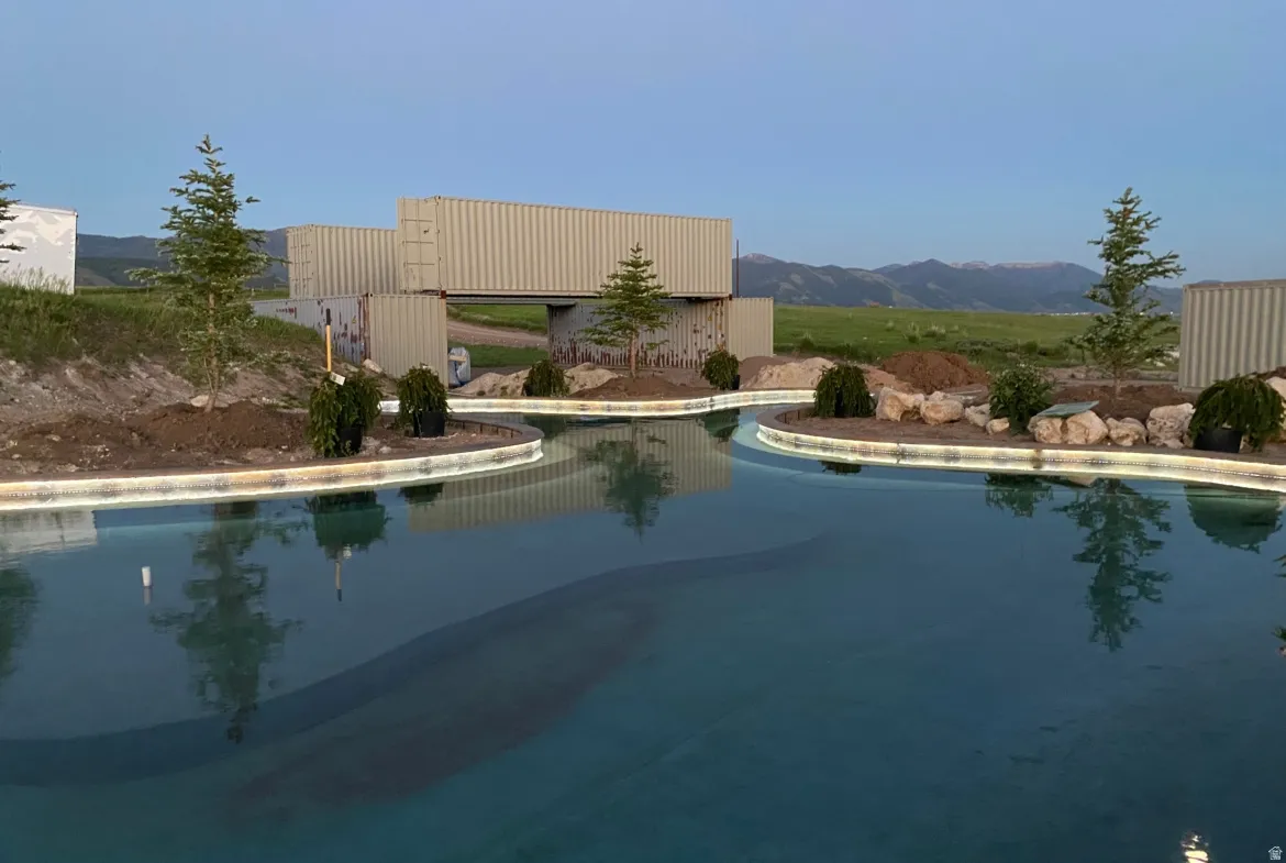 Community pool featuring a mountain view