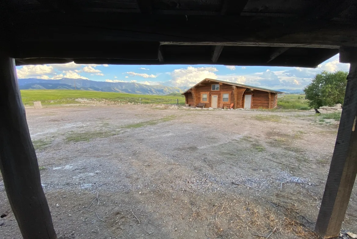Horse barn with a mountain view