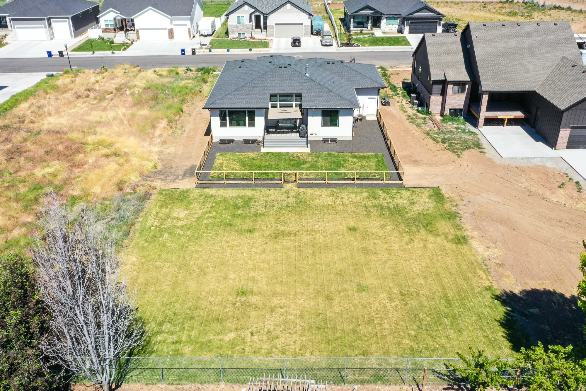 Aerial perspective of suburban area