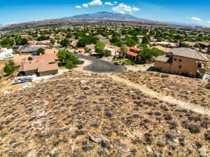 Aerial perspective of suburban area featuring mountains