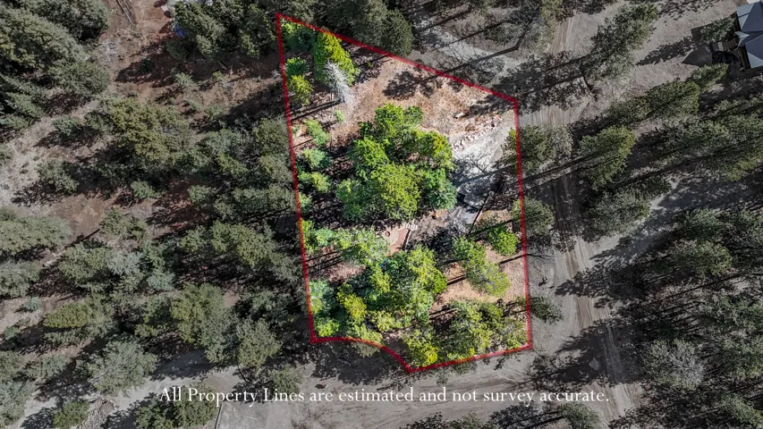 Aerial view of property and surrounding area with property boundaries highlighted
