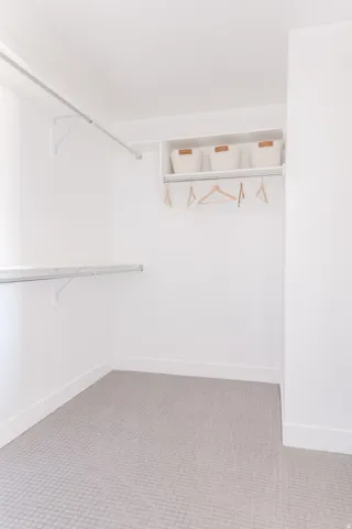 Walk in closet featuring carpet floors