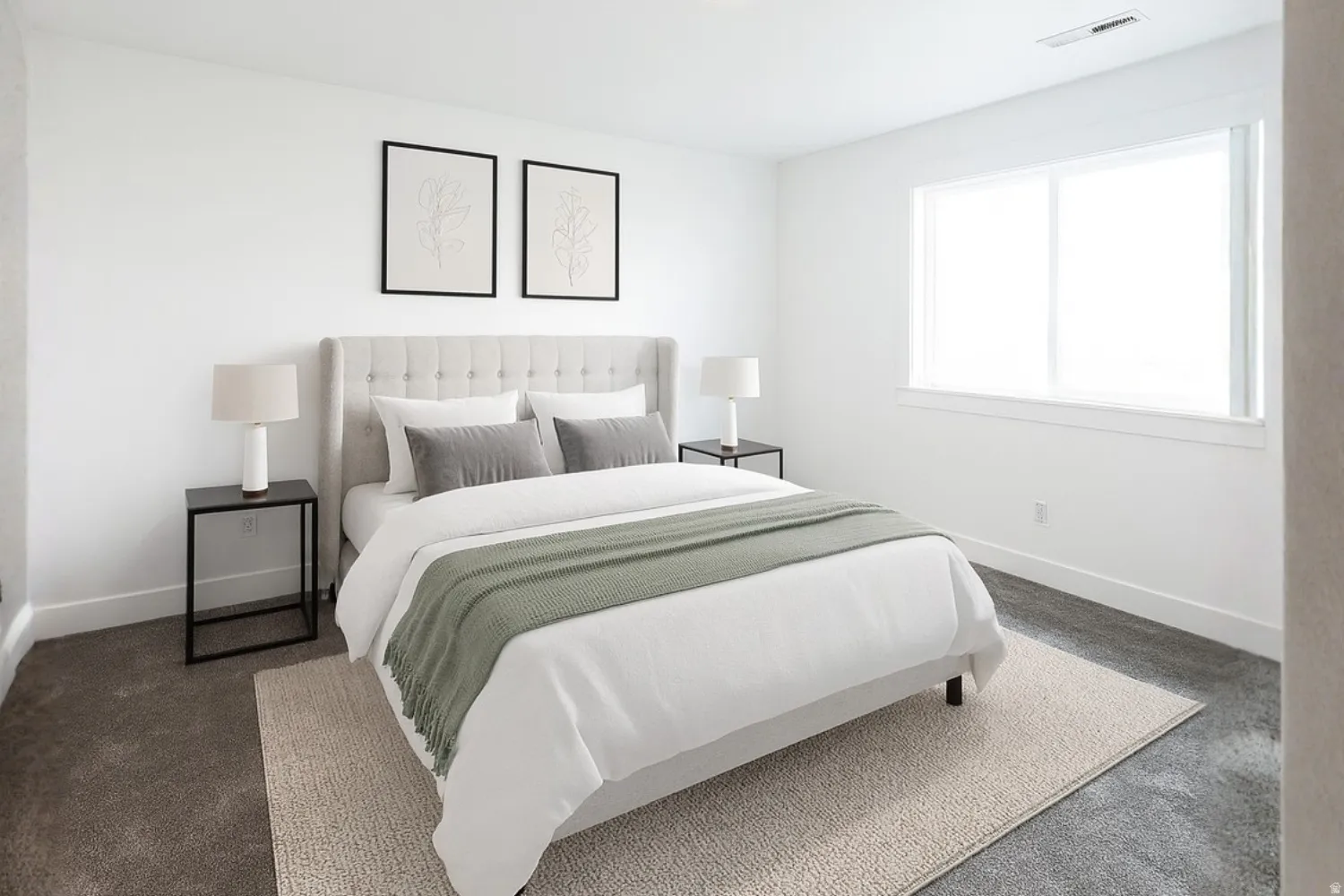 Bedroom with carpet floors