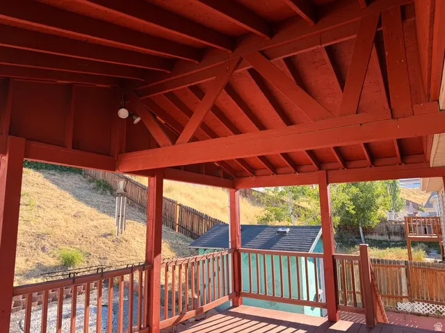 Covered outdoor deck newly painted.