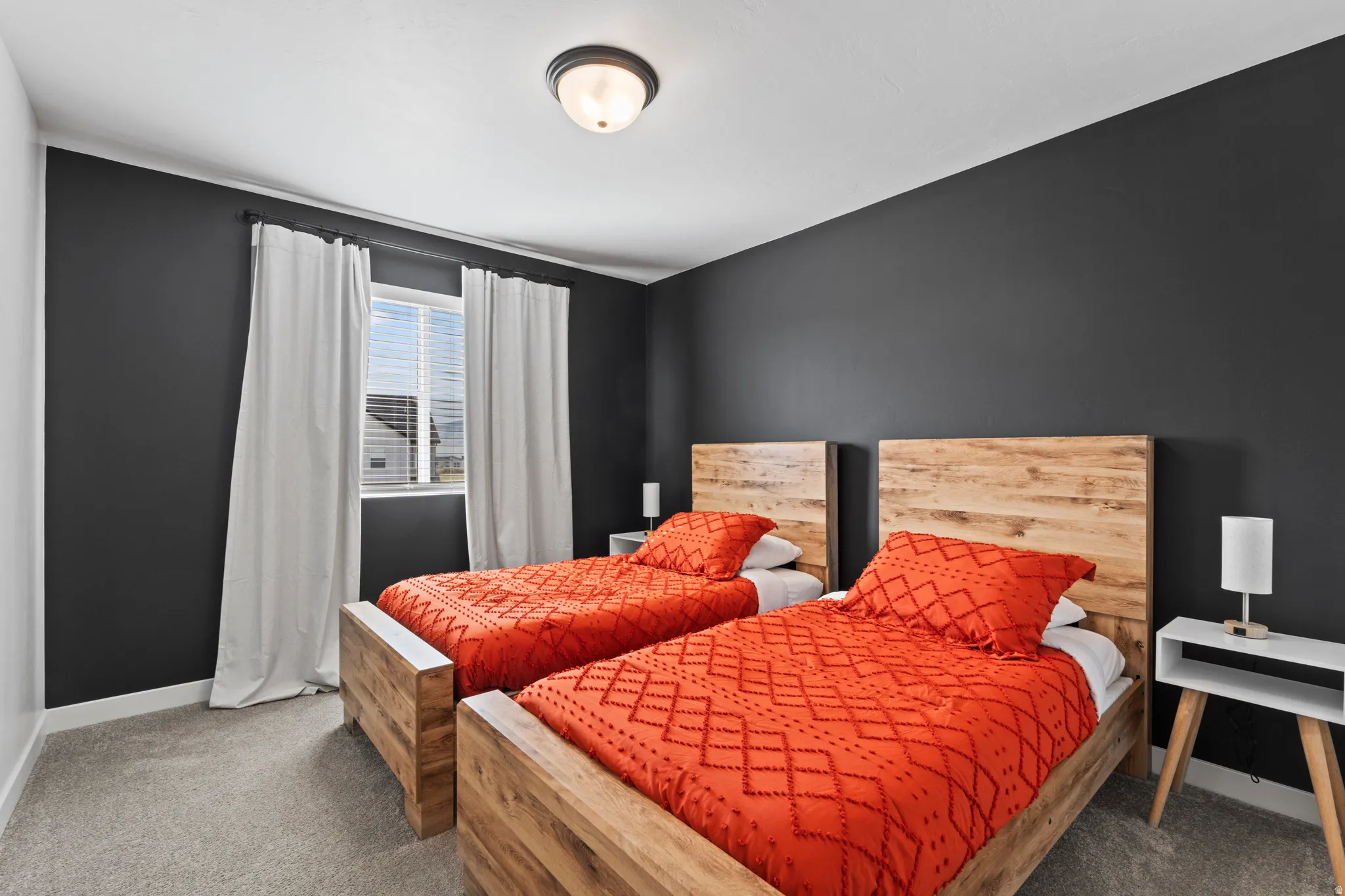 Bedroom with carpet flooring