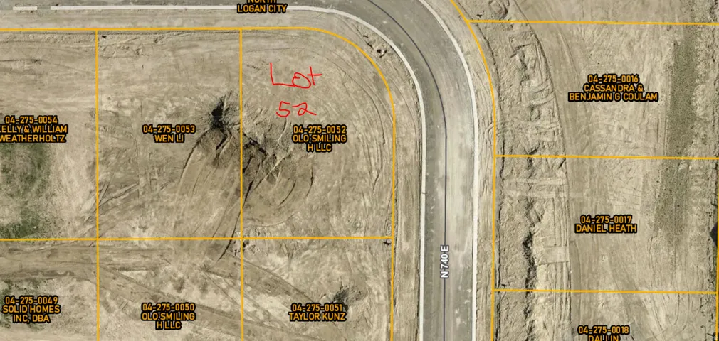 Aerial view of property's location with property parcel outlined