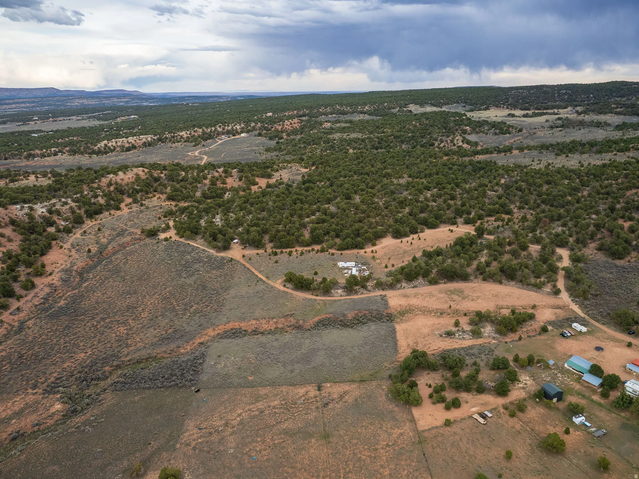 Aerial view of sparsely populated area