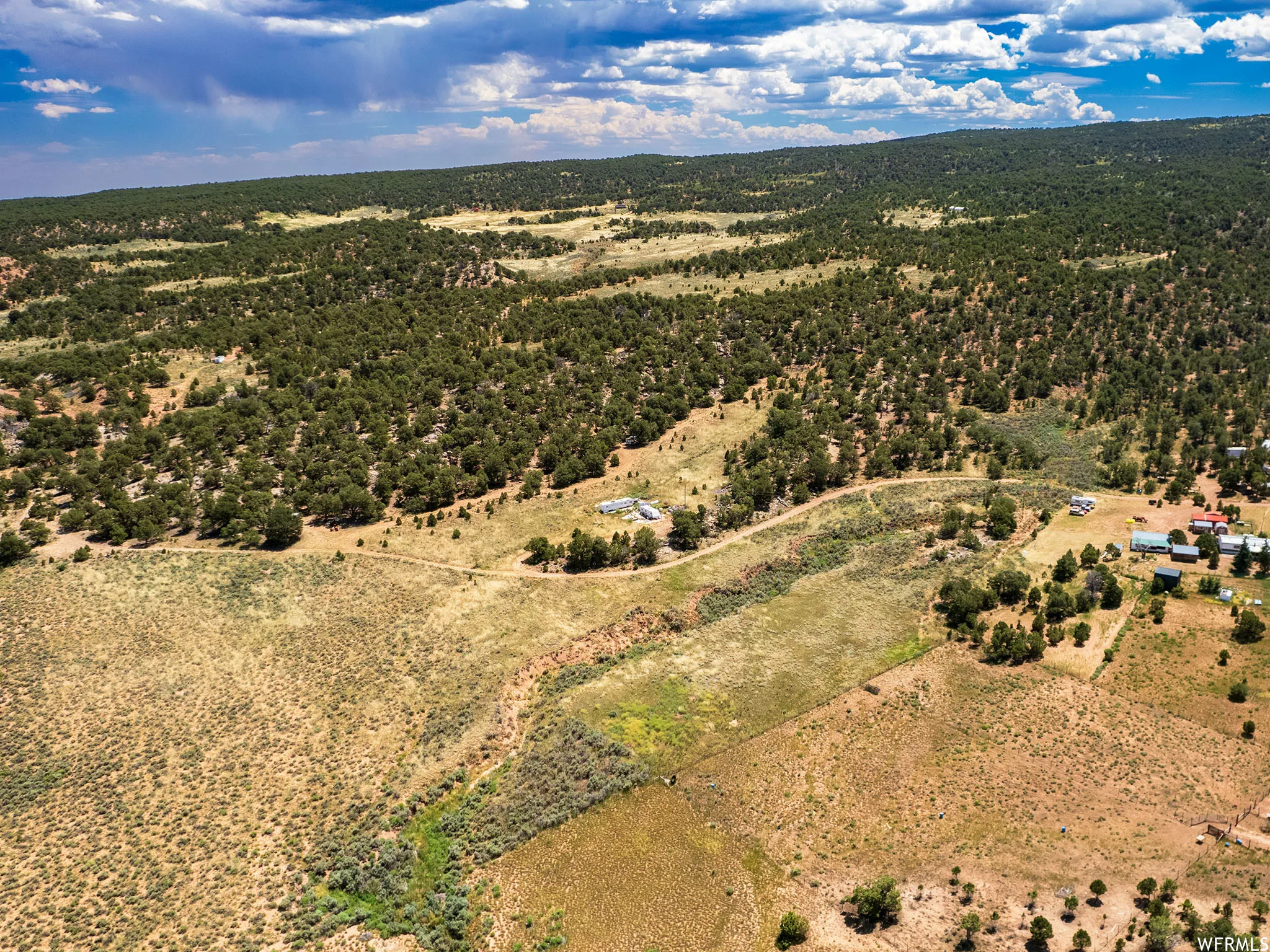 Aerial view of sparsely populated area