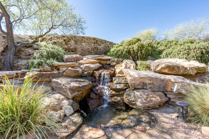 Exterior view of a garden pond