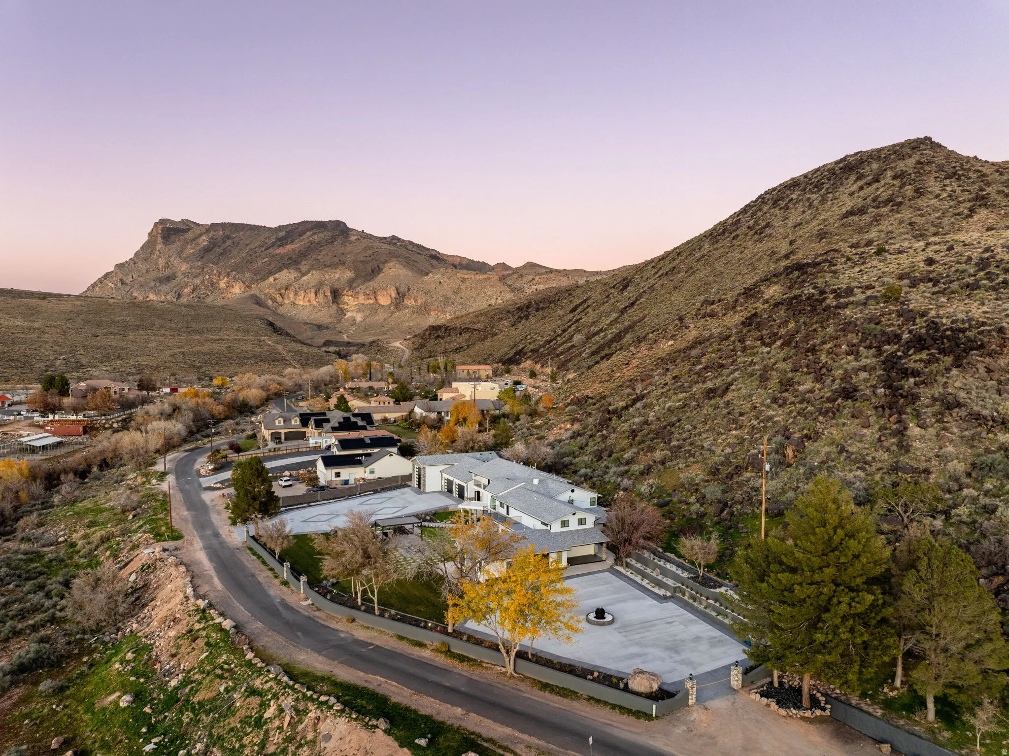 Aerial view of a mountainous background