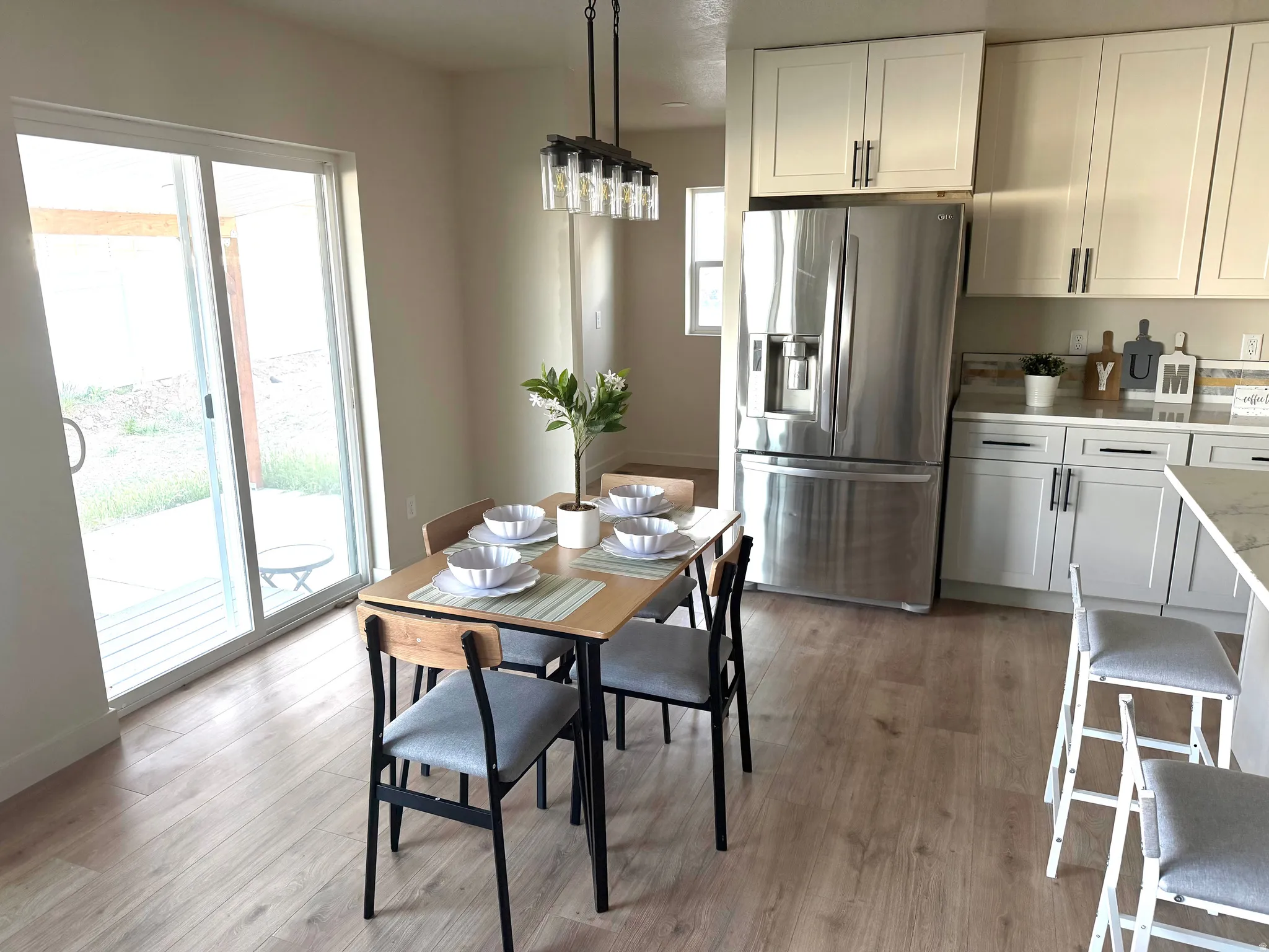 Dining space featuring light wood-style floors