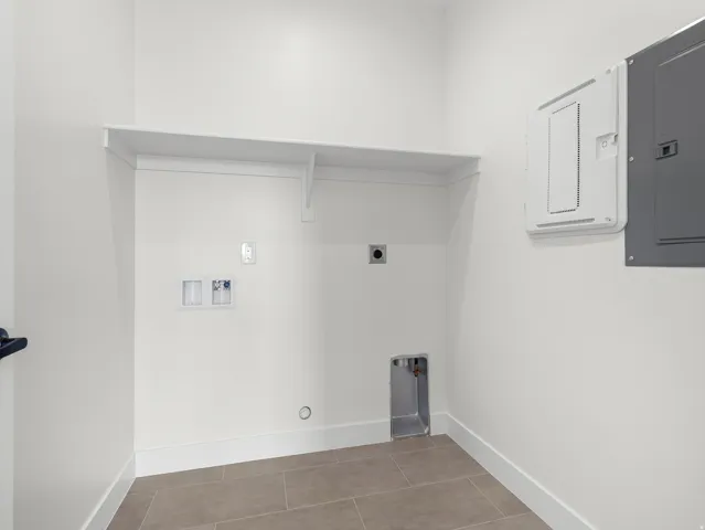 Laundry area featuring hookup for a washing machine, electric panel, and hookup for an electric dryer