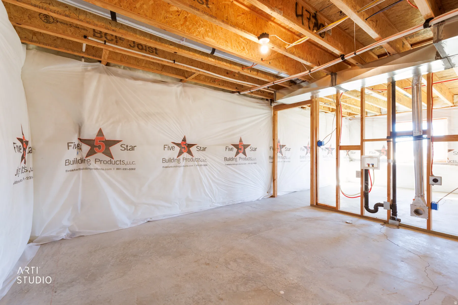 View of unfinished basement area