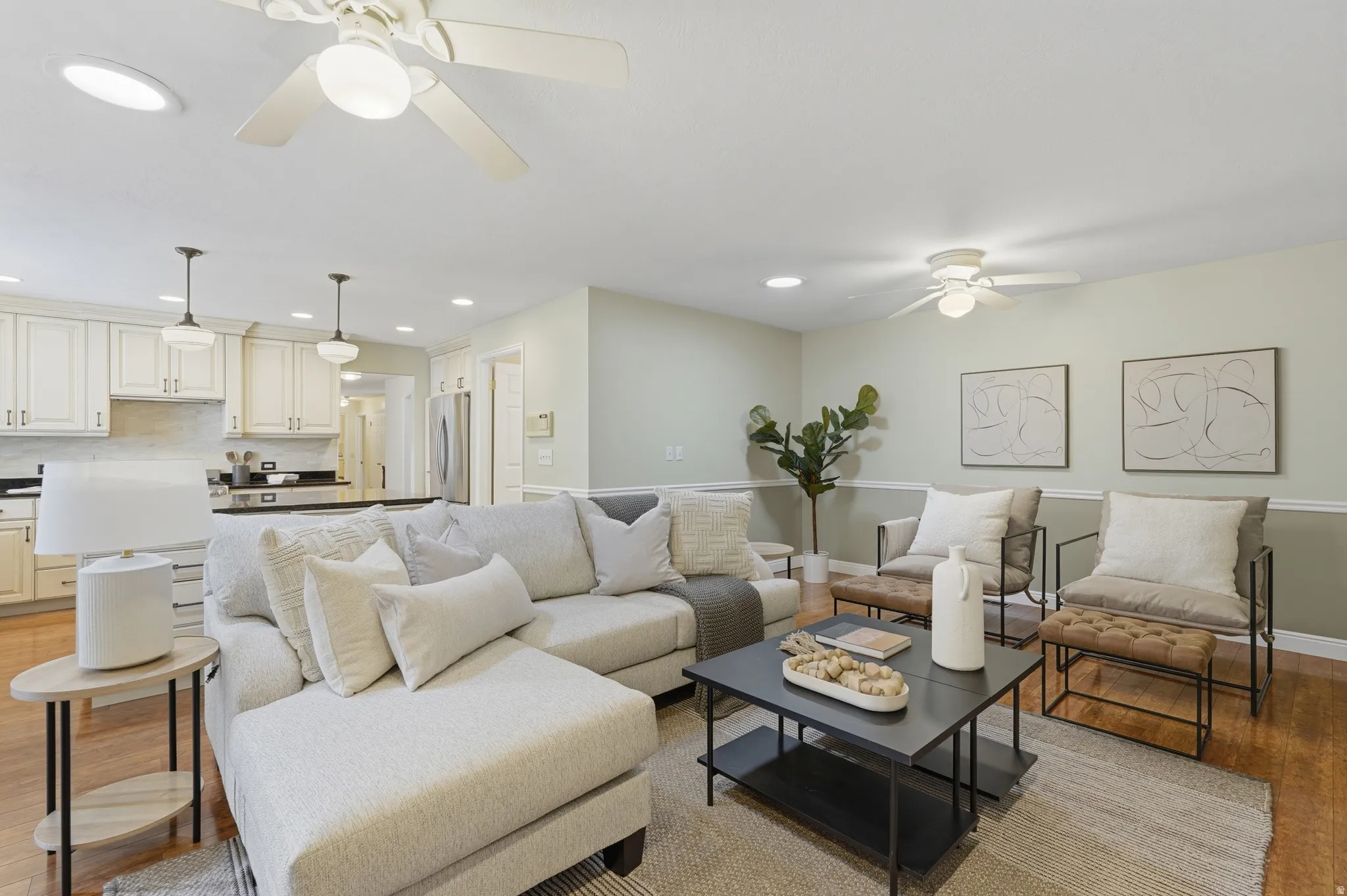 Family room looking towards kitchen