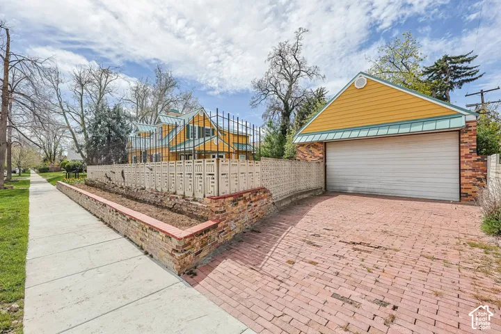 View of detached garage