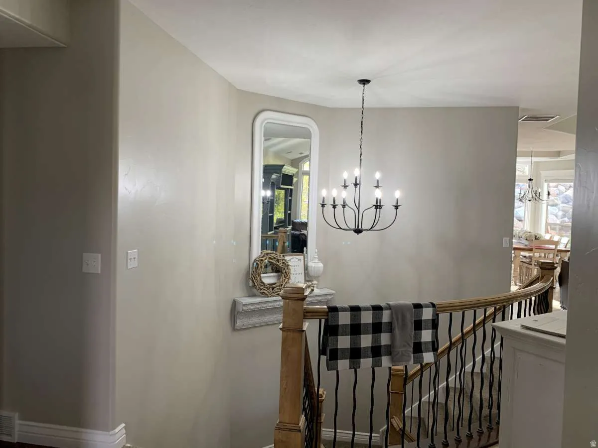 Stairway with hanging lights
