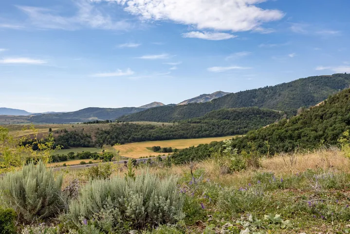 Expansive natural landscape featuring rolling hills and distant mountains