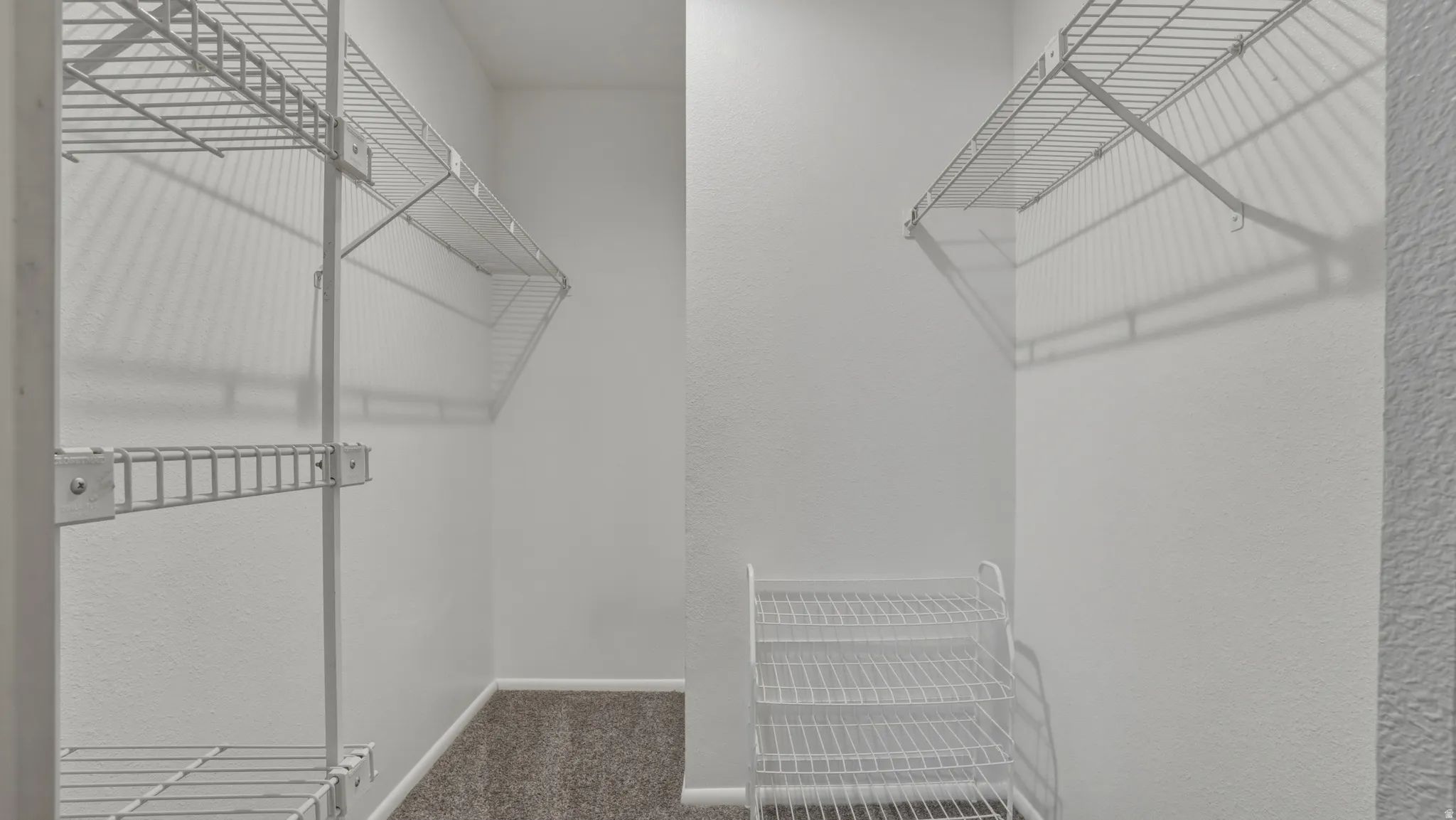 Walk in closet with dark carpet