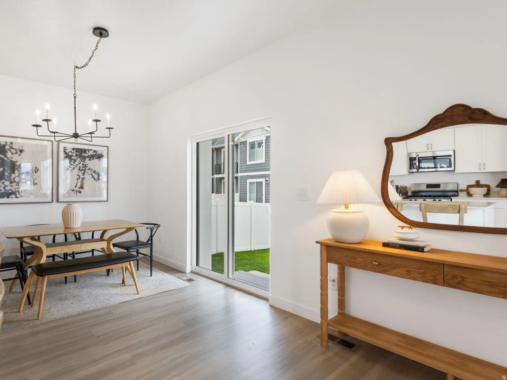 Dining area featuring door to patio