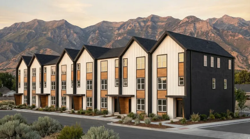 View of front of property featuring a mountain view and board and batten siding