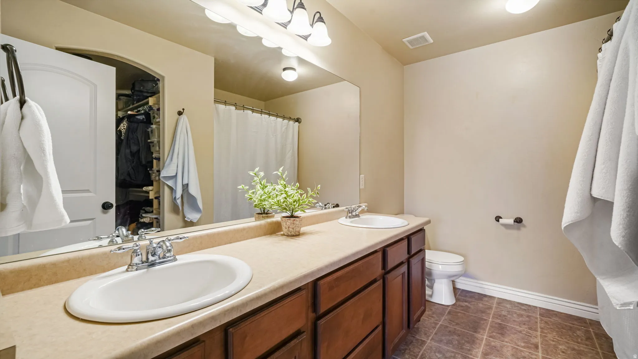 Bathroom with double vanity.