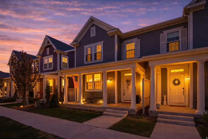 View of front of property featuring a porch and a lawn