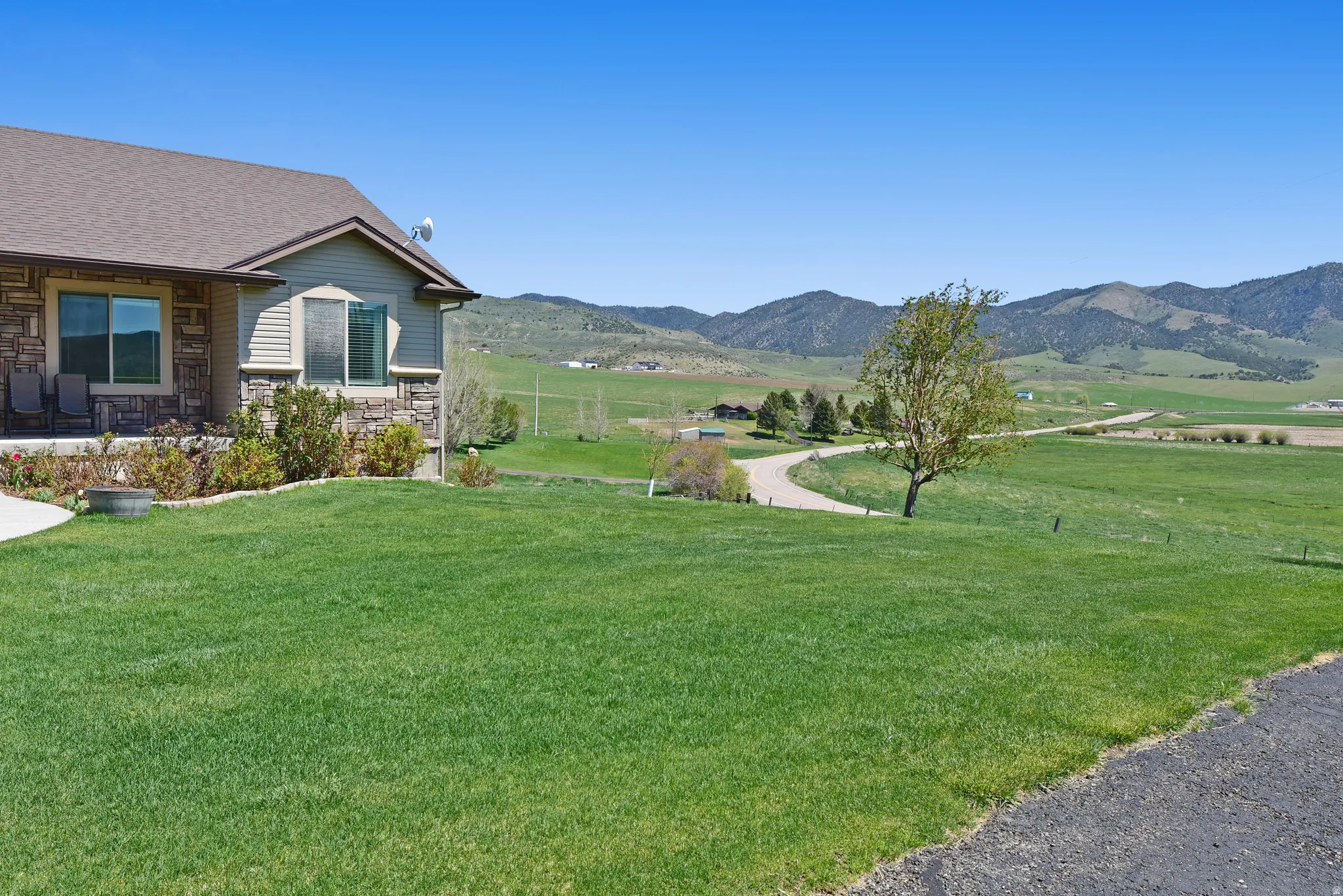 Mountain view with rural landscape