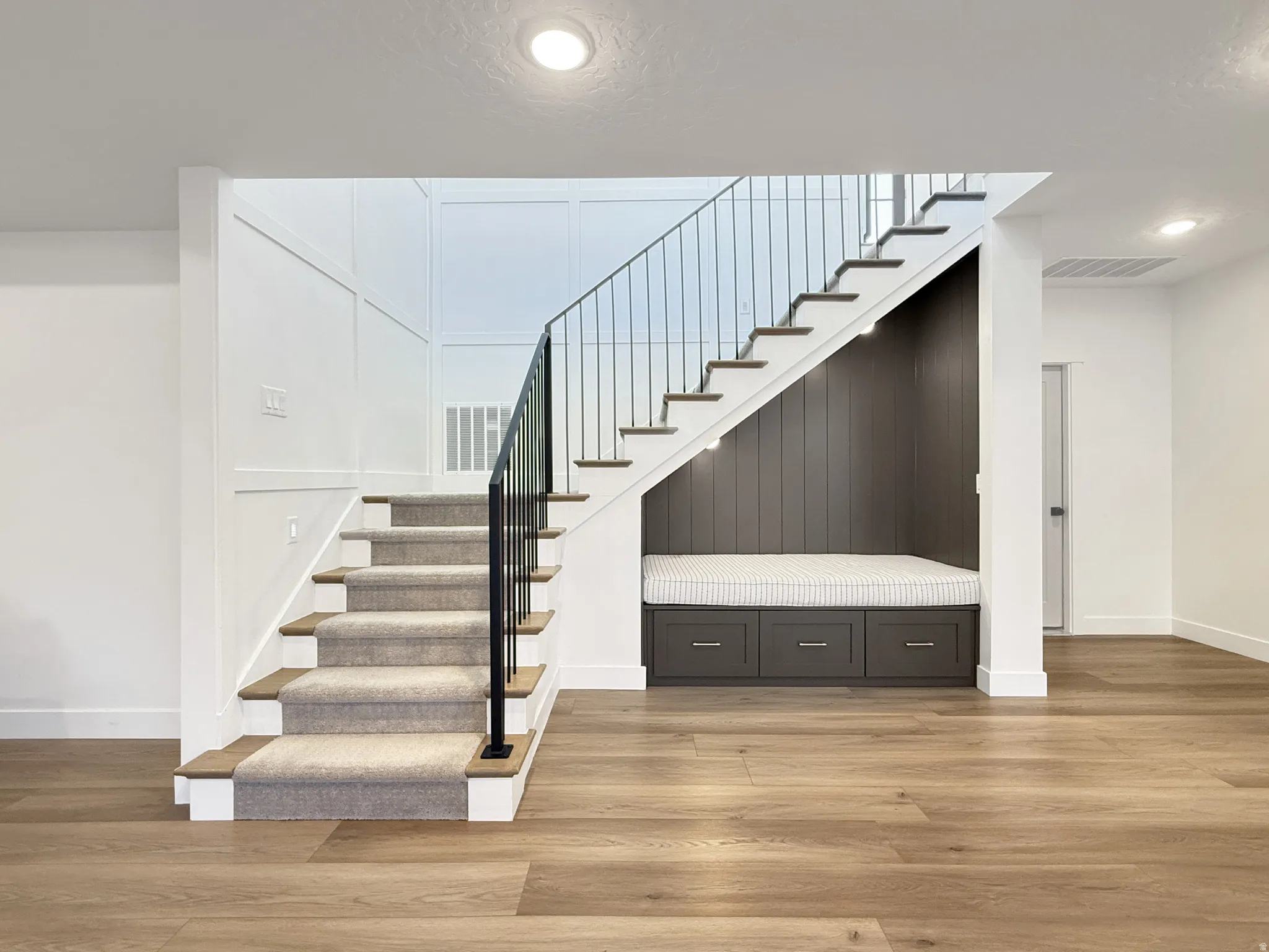 Stairs with wood finished floors