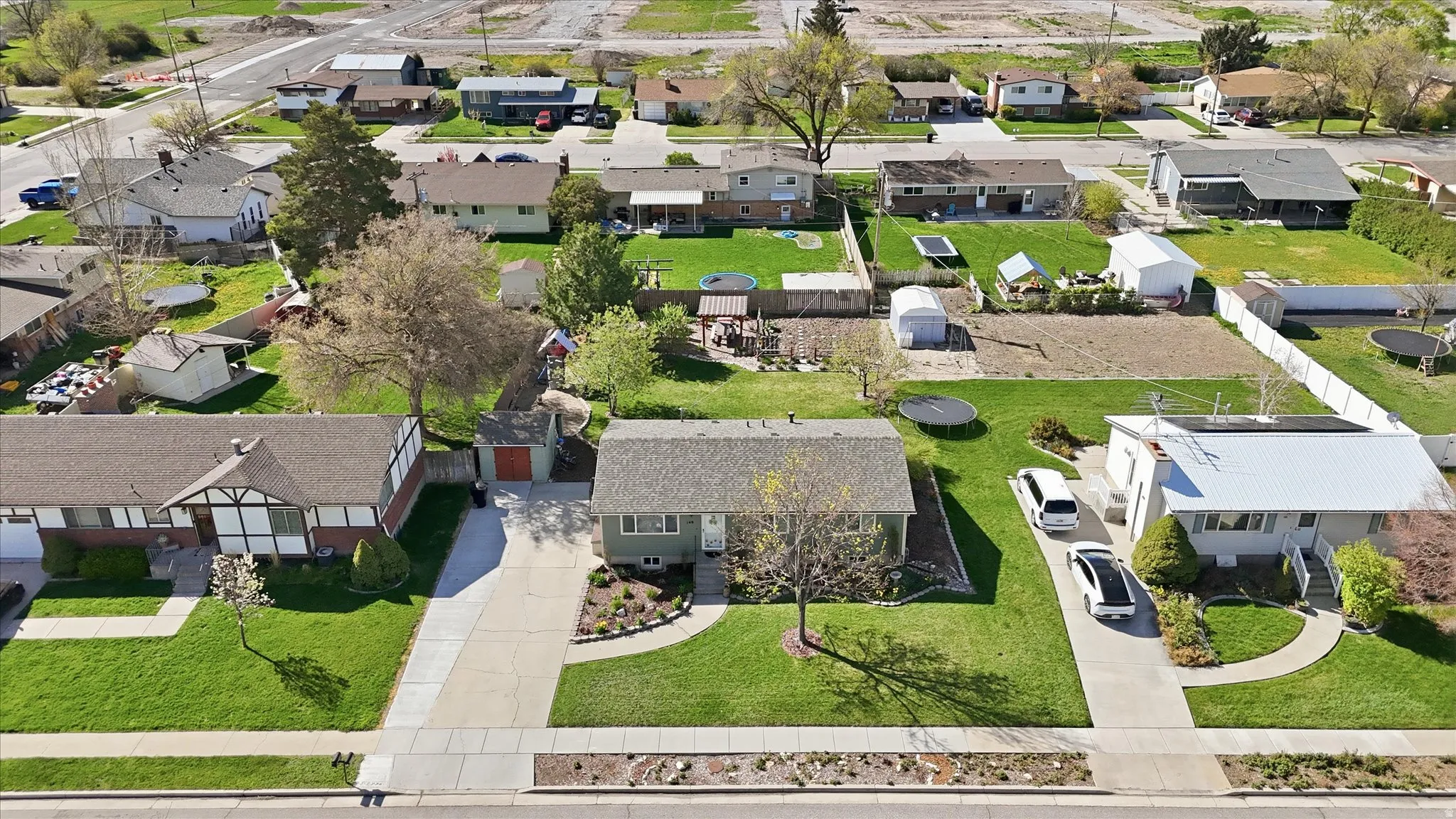 Aerial perspective of suburban area