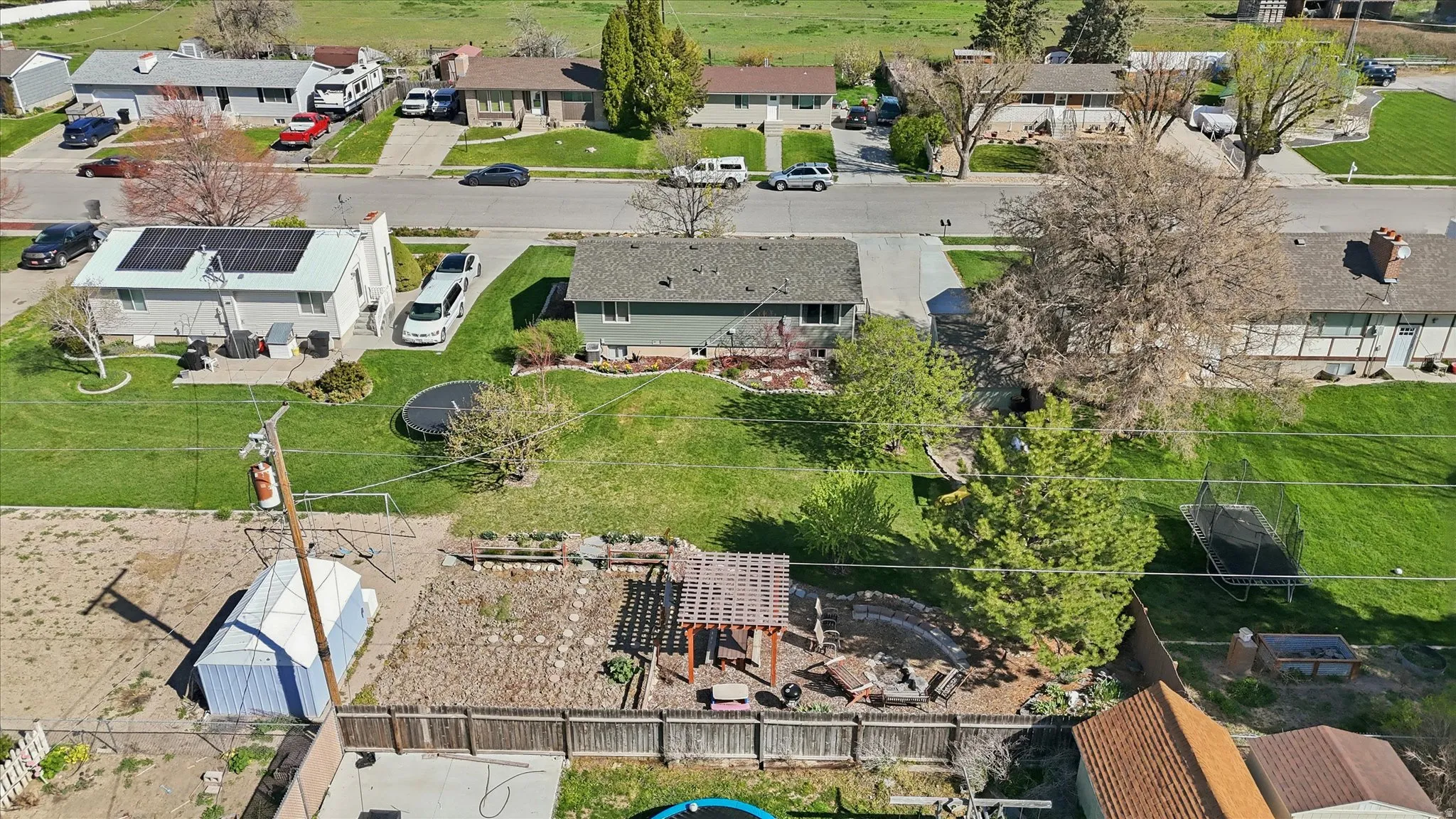Aerial perspective of suburban area