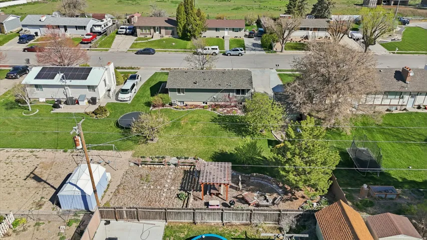 Aerial perspective of suburban area