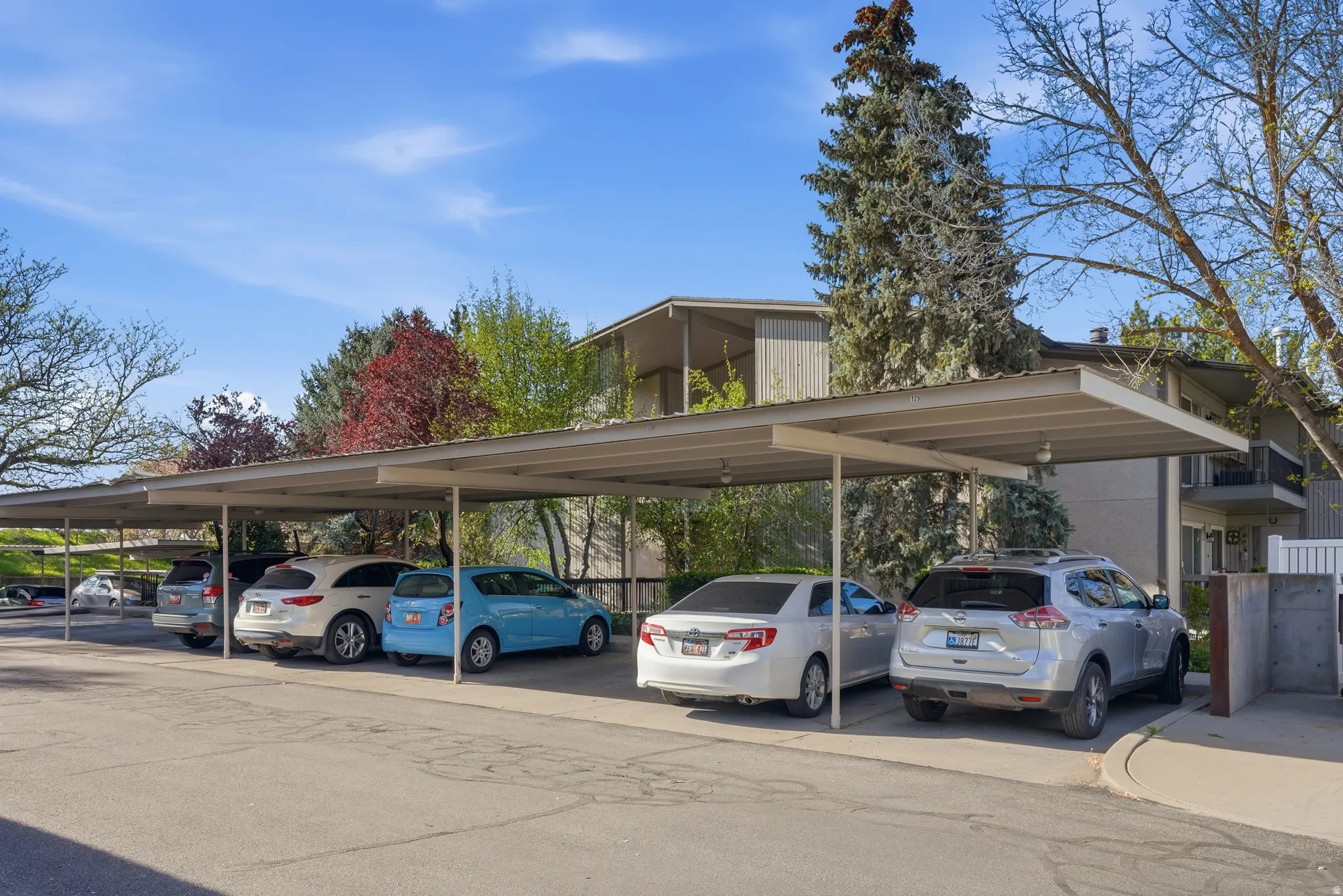 View of covered parking lot