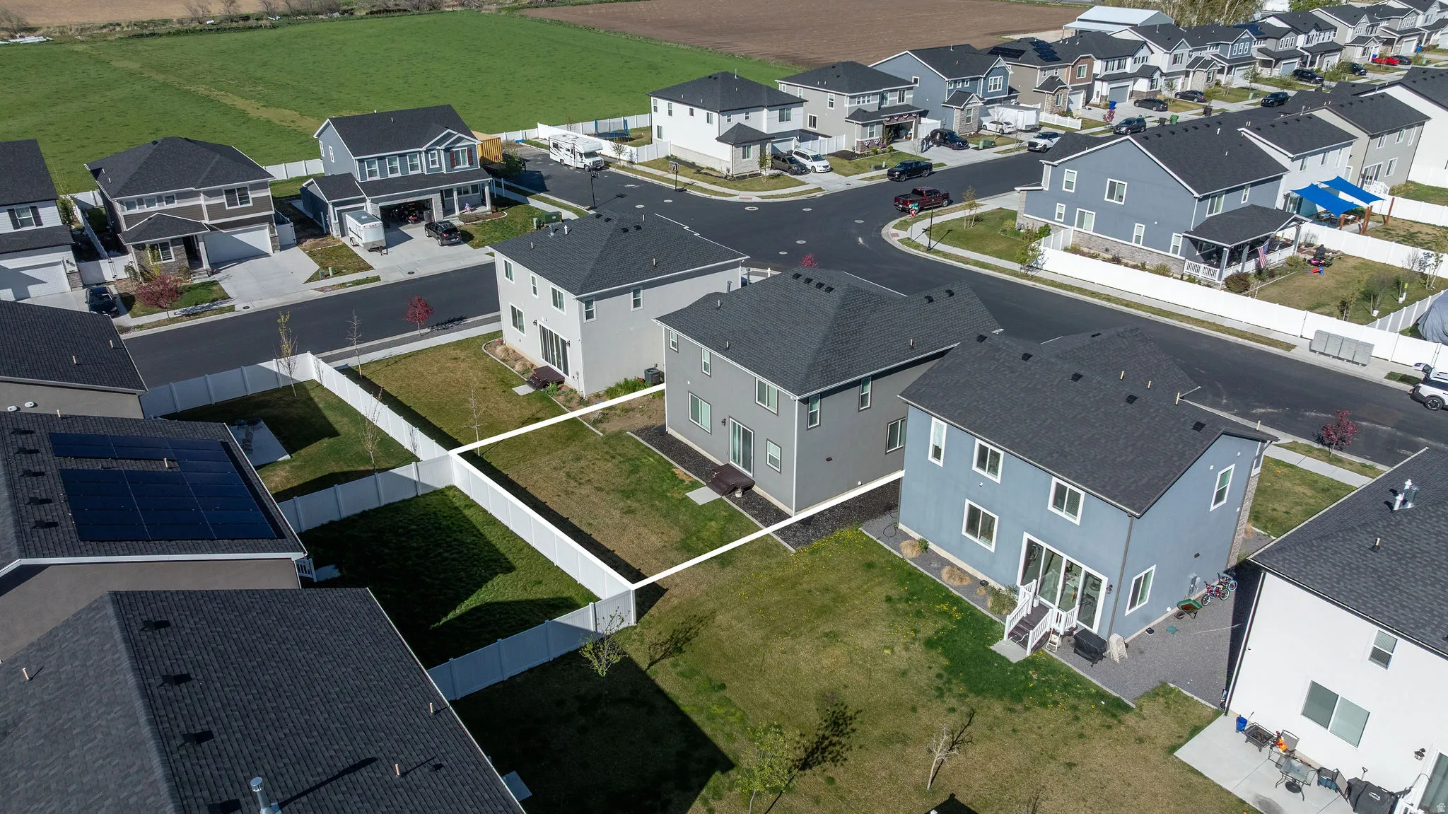Aerial view of residential area