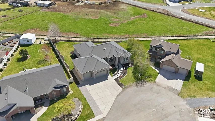 Aerial perspective of suburban area