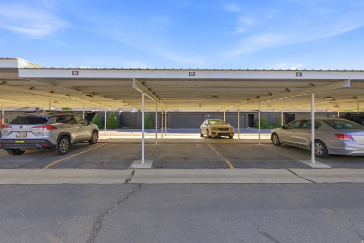 View of covered parking lot