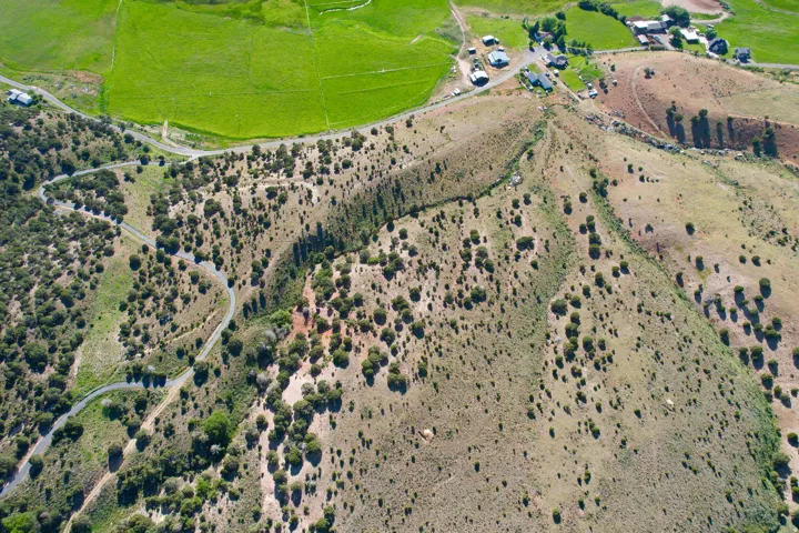 Aerial overview of property's location with rural landscape