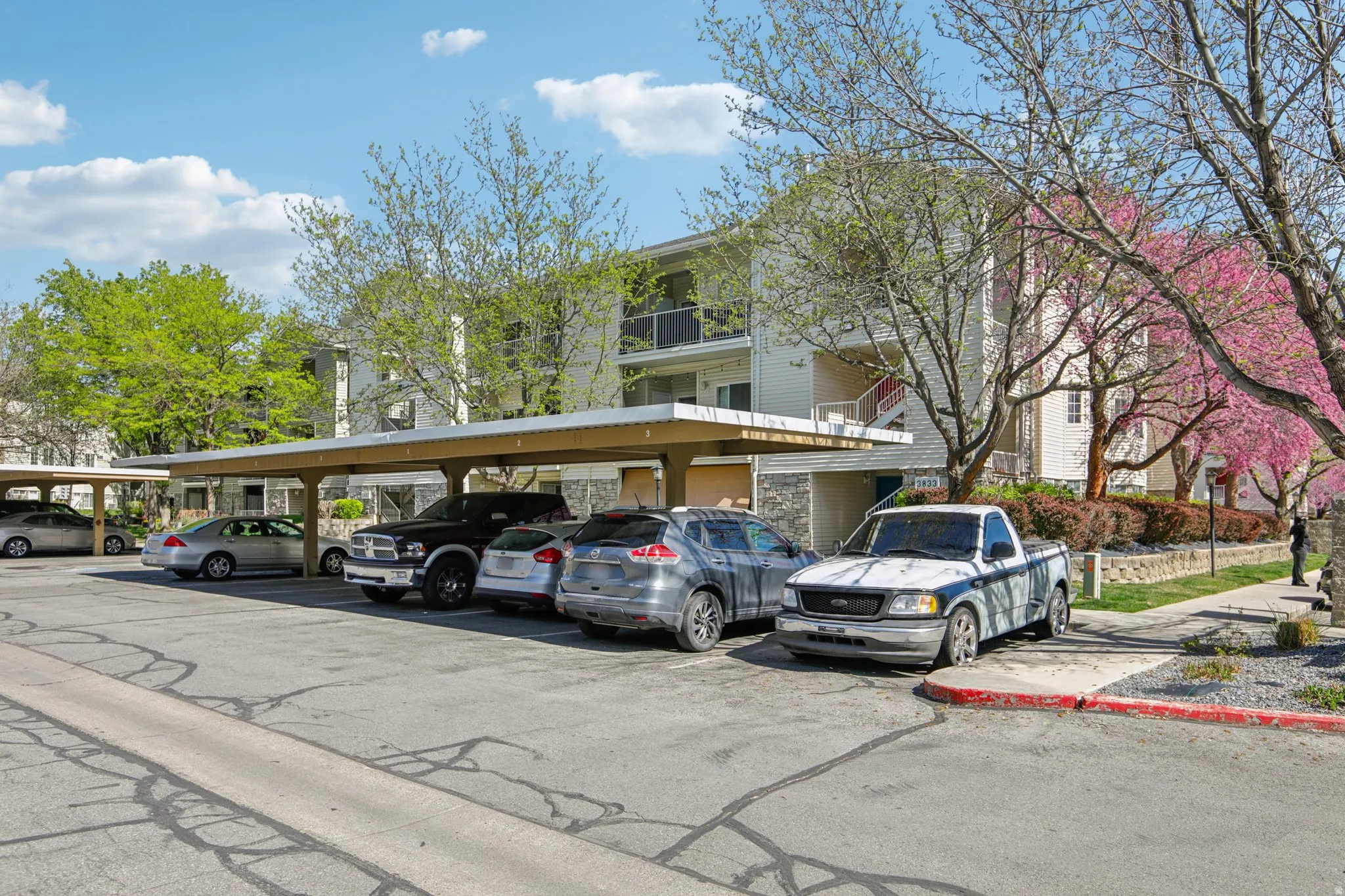 View of covered parking lot