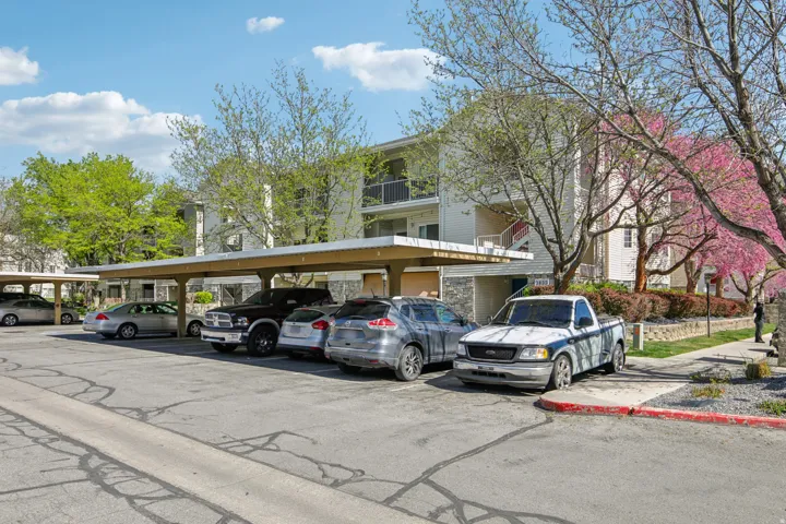 View of covered parking lot
