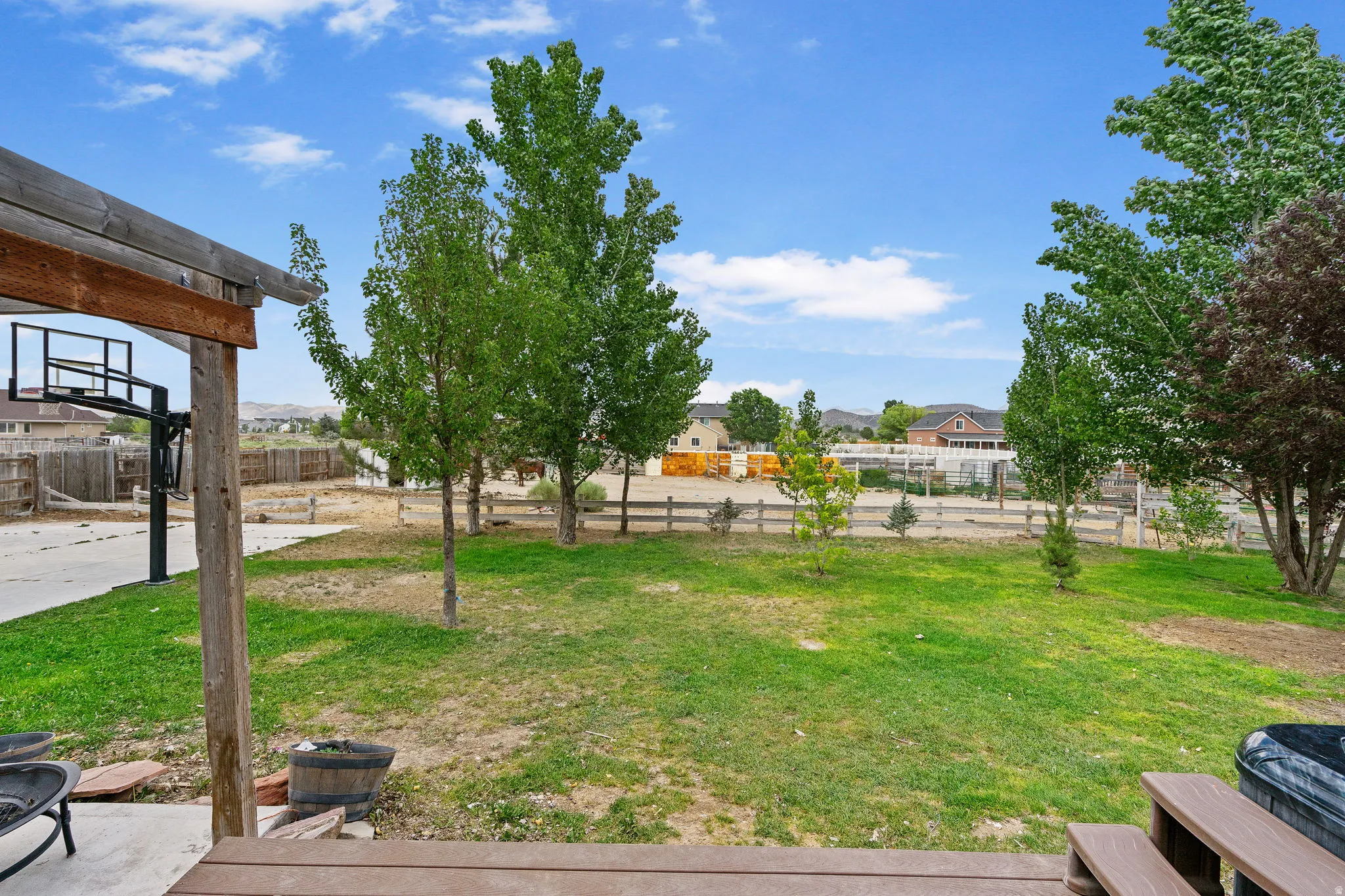 Fenced backyard featuring a patio area