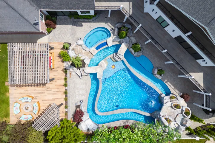 Aerial view of a pool area