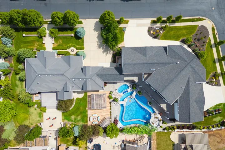 Aerial view of a pool area