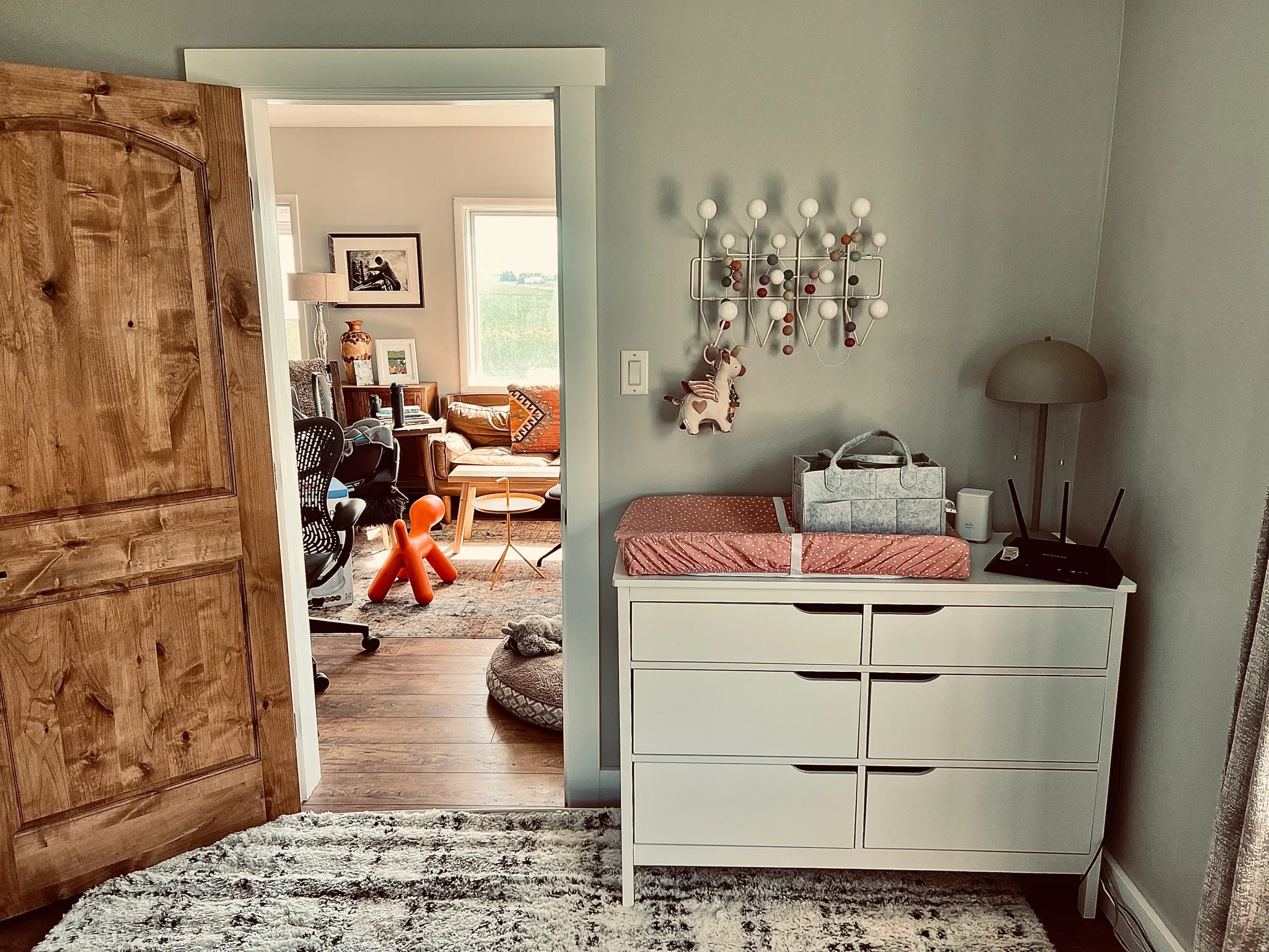 Bedroom with hardwood / wood-style flooring
